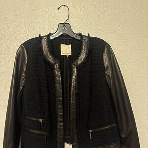 Rebecca Taylor Black Jacket with Leather Sleeves